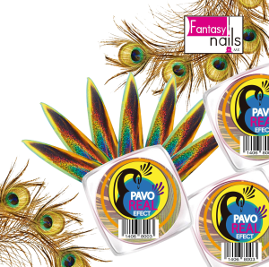 efecto pavo real dorado fantasy nails