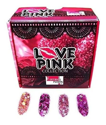 coleccion acrilico fantasy 4 pzs «love pink»