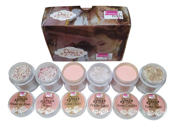 coleccion acrilico fantasy 4 pzs «rose gold» coleccion acrilico fantasy 4 pzs «rose gold»