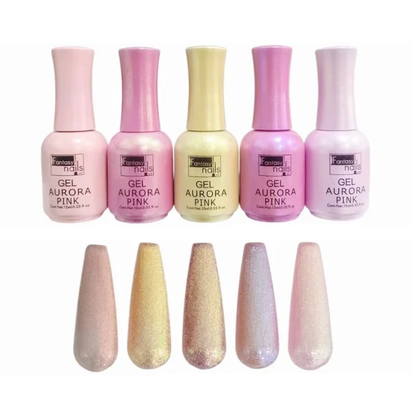 coleccion gel fantasy 5 pzs «aurora pink»