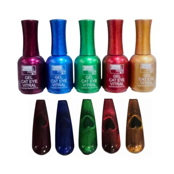 coleccion gel fantasy 5 pzs «cat eye vitral»
