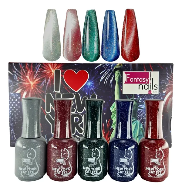 coleccion gel fantasy 5 pzs «i love new york cat eye»