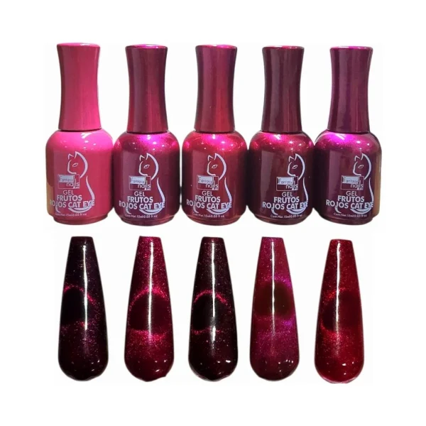 coleccion gel fantasy 6 pzs «frutos rojos cat eye»