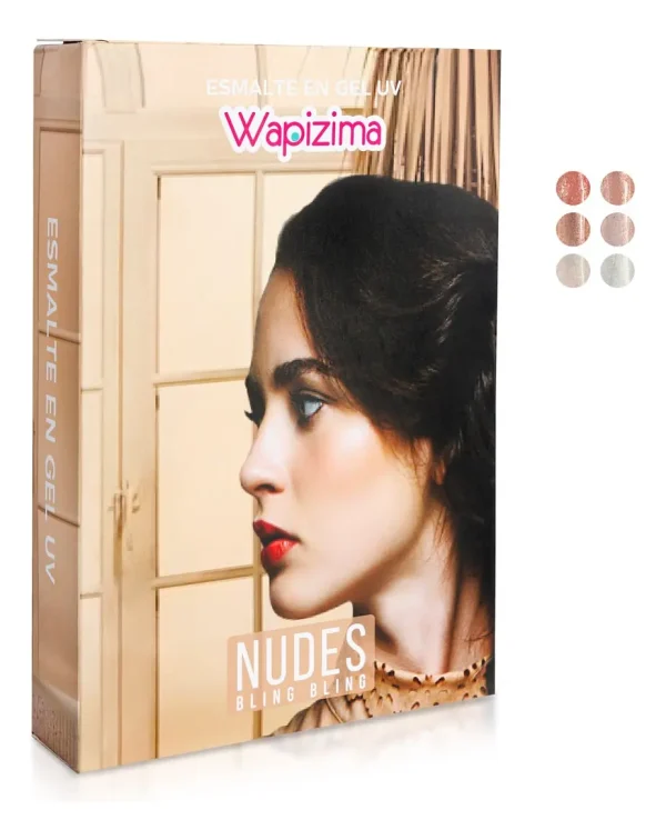 coleccion gel wapizima 6 pzs «nudes bling bling»