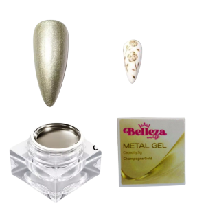 metal gel champange gold belleza nails