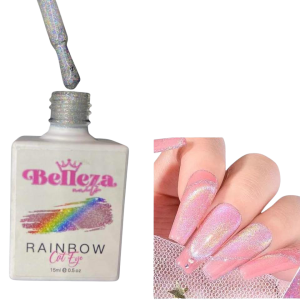 gel rainbow cat eye belleza nails
