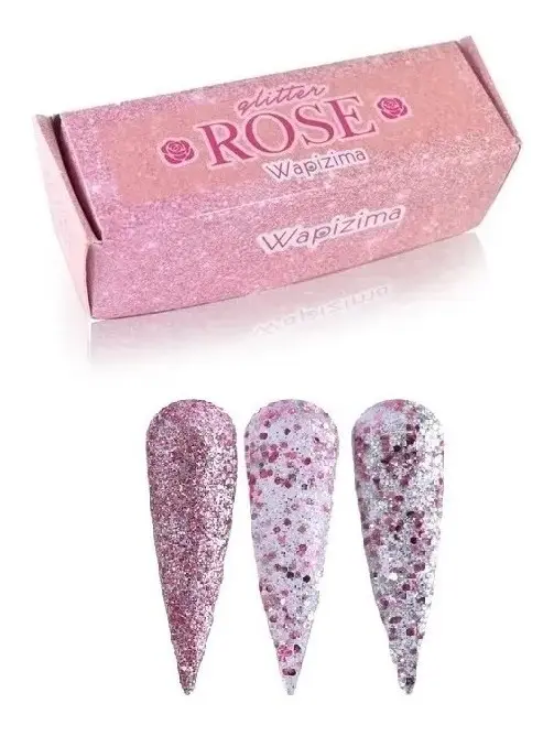 coleccion acrilico wapizima 3 pzs «glitter rose»