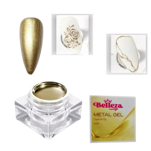 metal gel gold belleza nails