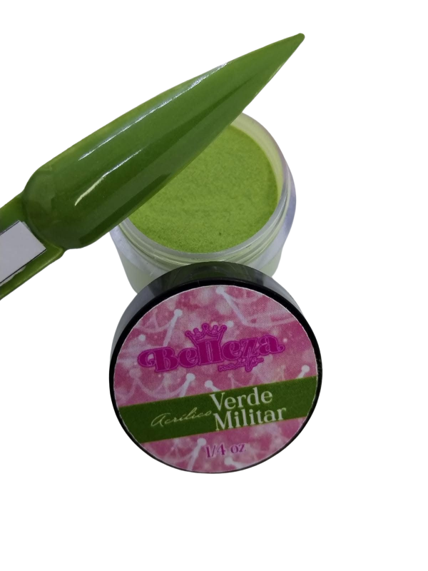 acrilico belleza nails verde militar 1/4 oz