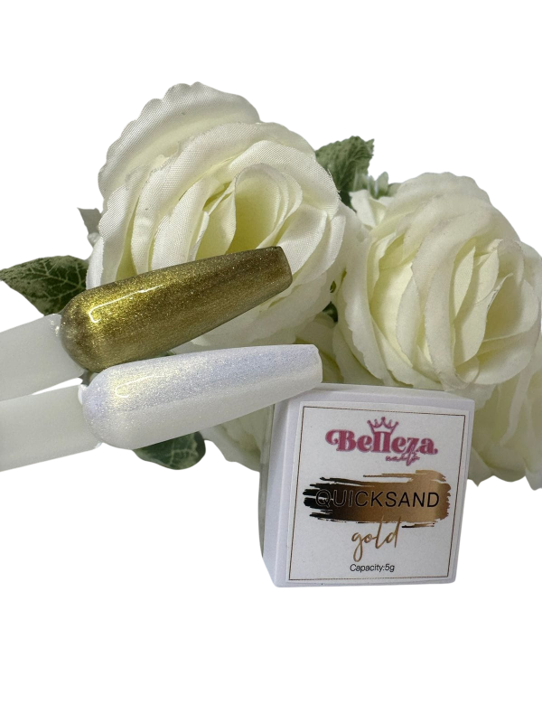 quicksand gold belleza nails