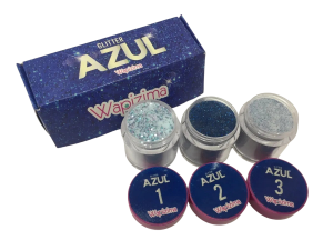 coleccion acrilico wapizima 3 pzs «glitter azul»